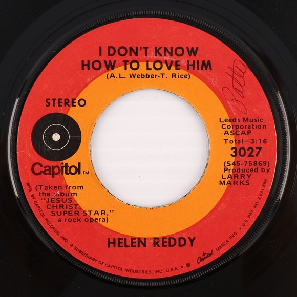 Helen Reddy – I Don't Know How To Love Him / I Believe In Music 45 rpm 7" Record - Picture 1 of 8